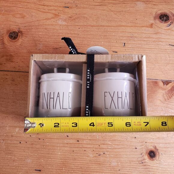 Rae Dunn Inhale/Exhale Ceramic Containers with Lids in Giftable Box - Picture 4 of 6
